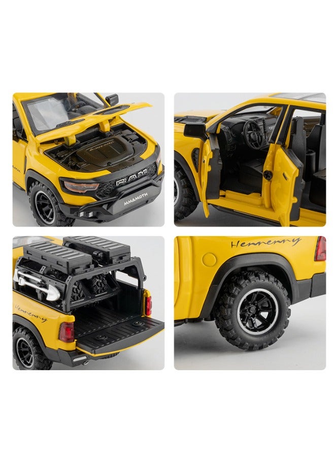 1:32 Alloy Collectible Ram Mammoth Pickup Car Model Toy, Diecast Zinc Alloy Mammoth Pull Back Collectible Toy Car,  Sound and Light Pull Back Model Car for Kids Boy Girl Gift 17.5cm*7.2cm*6.5cm - Image 5